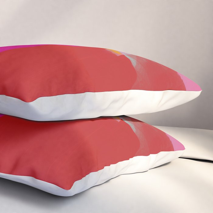 landscape in red with pink abstract art Pillow Sham Gallery Image 3