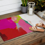 landscape in red with pink abstract art Outdoor Rug Gallery Image 2