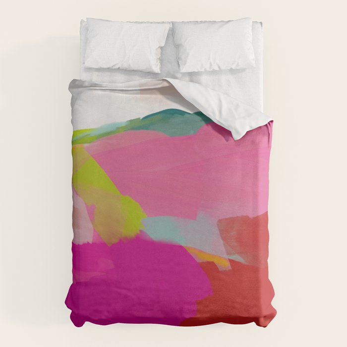 landscape in red with pink abstract art Duvet Cover Gallery Image 6