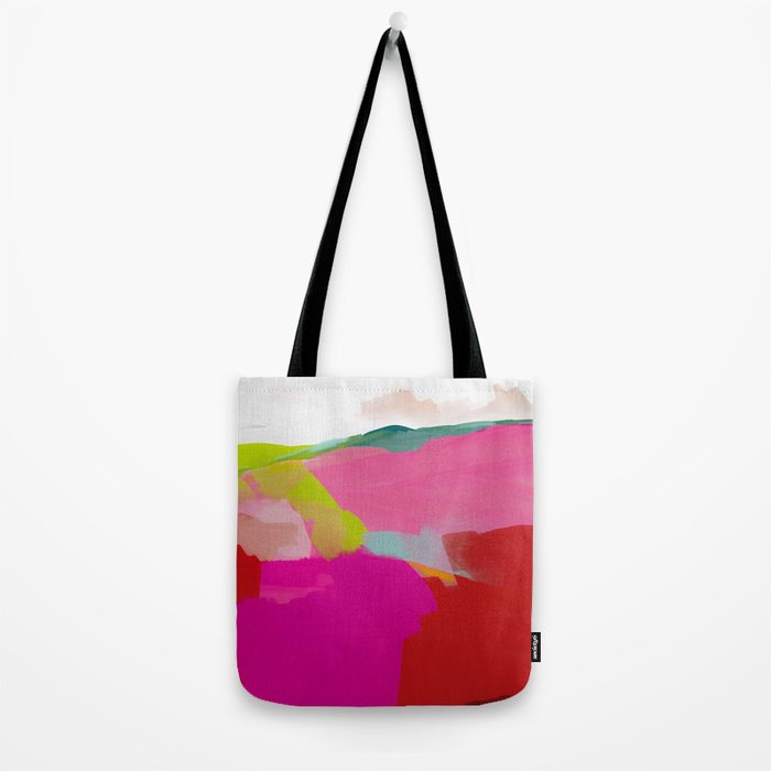 landscape in red with pink abstract art Tote Bag Gallery Image 2