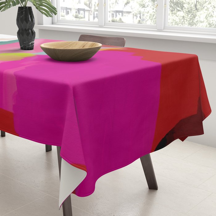 landscape in red with pink abstract art Tablecloth Gallery Image 3