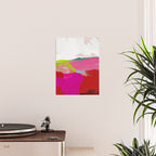 landscape in red with pink abstract art Poster Gallery Image 2