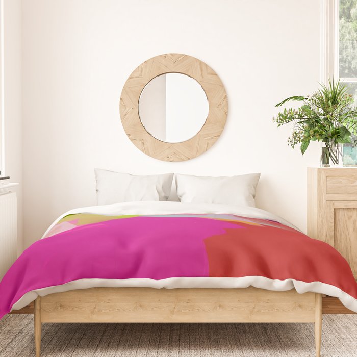 landscape in red with pink abstract art Duvet Cover Gallery Image 3