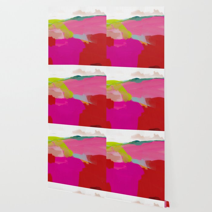 landscape in red with pink abstract art Wallpaper Gallery Image 2