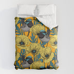 Fairy wren and poppies in yellow Comforter Gallery Image 6