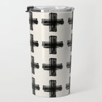 Hand Painted Swiss Cross Pattern - Black on Beige Travel Mug Gallery Image 3