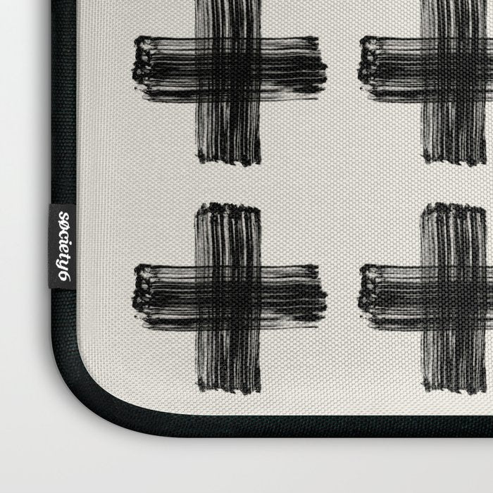 Hand Painted Swiss Cross Pattern - Black on Beige Laptop Sleeve Gallery Image 3