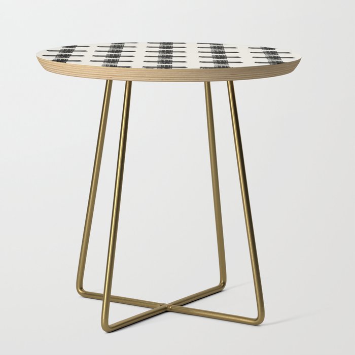Hand Painted Swiss Cross Pattern - Black on Beige Side Table Gallery Image 1