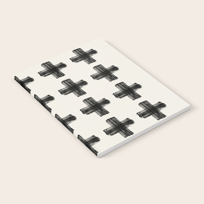 Hand Painted Swiss Cross Pattern - Black on Beige Notebook Gallery Image 2