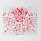 Lotus Blossom Mandala - Red & Pink Palette Throw Blanket Gallery Image 2