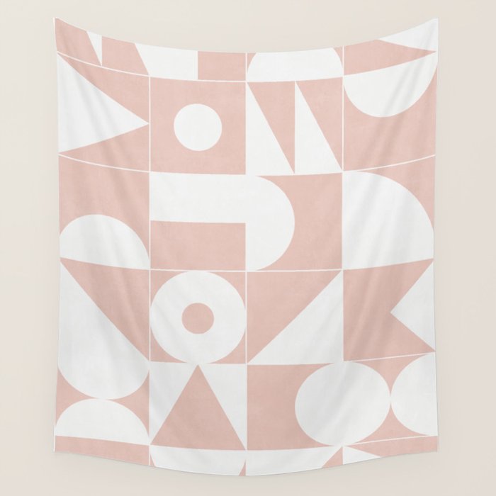My Favorite Geometric Patterns No.11 - Pale Pink Wall Tapestry Gallery Image 1