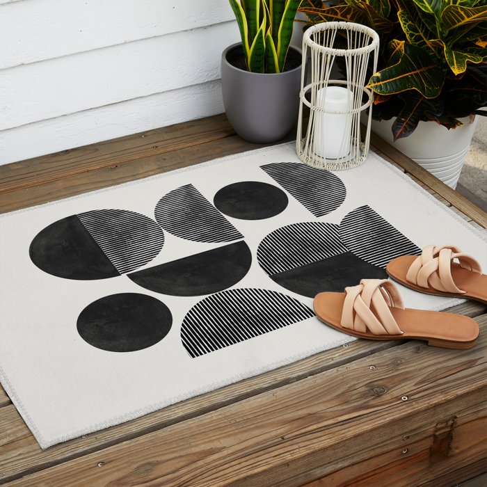 Retro Graphic Mid Century Modern Outdoor Rug Gallery Image 2