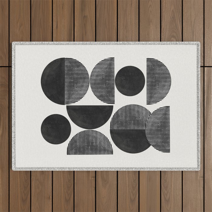 Retro Graphic Mid Century Modern Outdoor Rug Gallery Image 1
