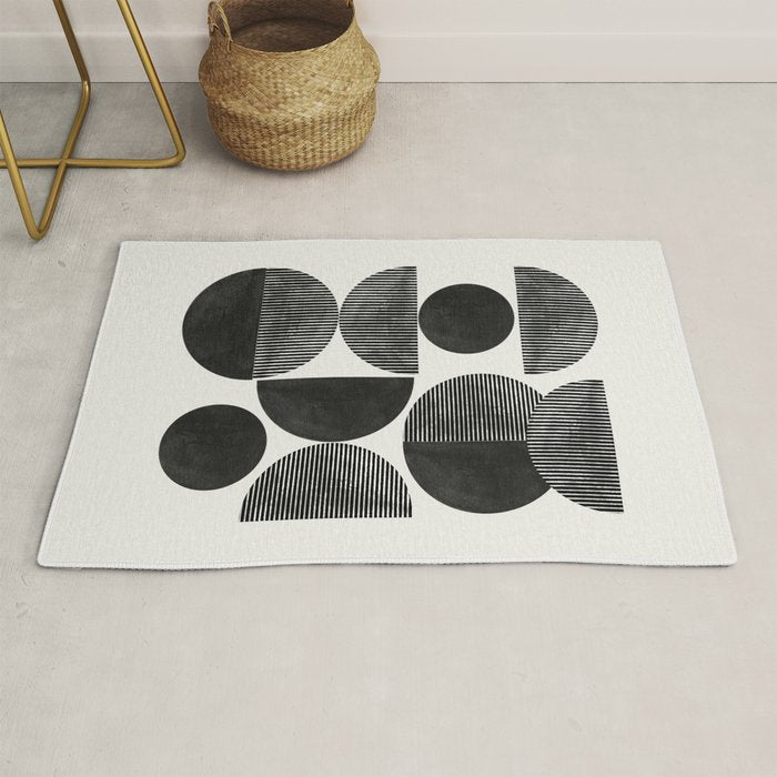 Retro Graphic Mid Century Modern Rug Gallery Image 1