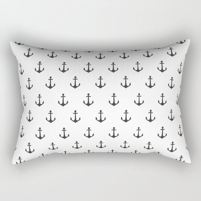 Simple black white modern nautical anchor Rectangular Pillow Gallery Image 1