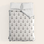 Simple black white modern nautical anchor Comforter Gallery Image 6