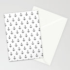 Simple black white modern nautical anchor Stationery Card Gallery Image 2