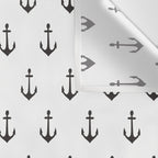 Simple black white modern nautical anchor Wall Tapestry Gallery Image 3