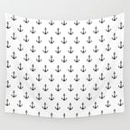 Simple black white modern nautical anchor Wall Tapestry Gallery Image 4