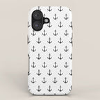 Simple black white modern nautical anchor iPhone Case Gallery Image 1