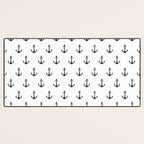Simple black white modern nautical anchor Desk Mat Gallery Image 3
