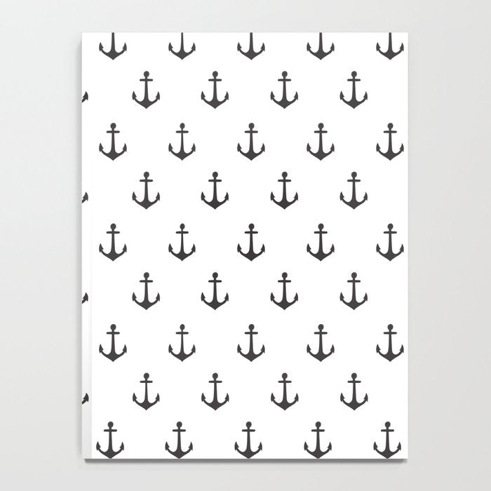 Simple black white modern nautical anchor Notebook Gallery Image 4