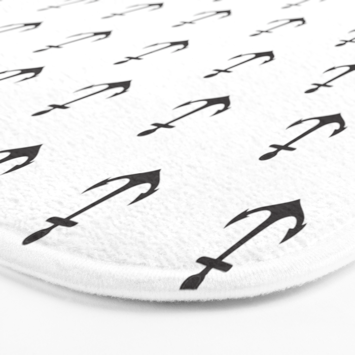 Simple black white modern nautical anchor Bath Mat Gallery Image 3