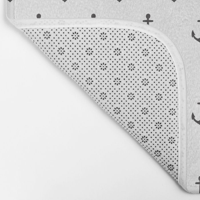 Simple black white modern nautical anchor Bath Mat Gallery Image 2