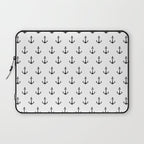 Simple black white modern nautical anchor Laptop Sleeve Gallery Image 1