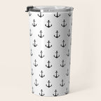 Simple black white modern nautical anchor Travel Mug Gallery Image 3