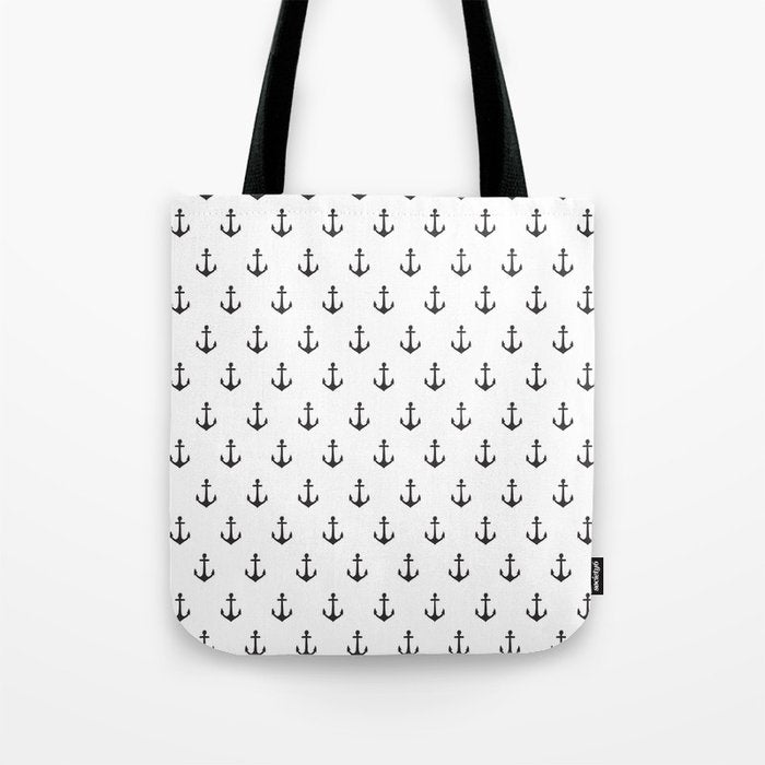 Simple black white modern nautical anchor Tote Bag Gallery Image 1