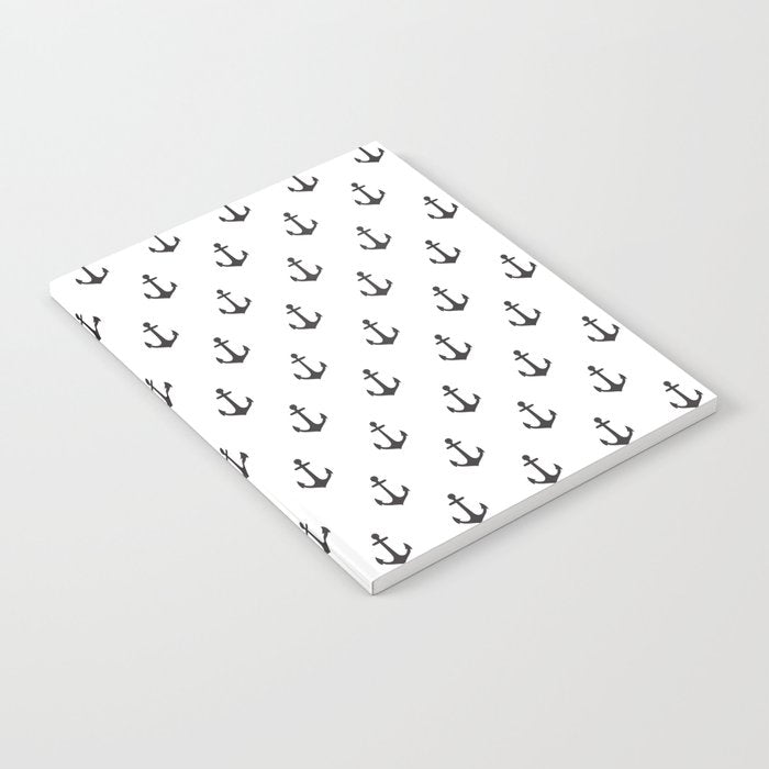 Simple black white modern nautical anchor Notebook Gallery Image 1