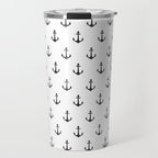 Simple black white modern nautical anchor Travel Mug Gallery Image 1