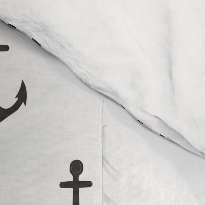 Simple black white modern nautical anchor Comforter Gallery Image 4