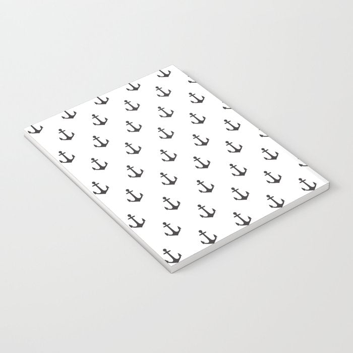 Simple black white modern nautical anchor Notebook Gallery Image 3