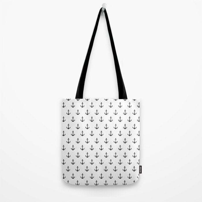 Simple black white modern nautical anchor Tote Bag Gallery Image 2