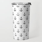 Simple black white modern nautical anchor Travel Mug Gallery Image 2