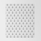 Simple black white modern nautical anchor Throw Blanket Gallery Image 2