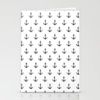 Simple black white modern nautical anchor Stationery Card Gallery Image 2