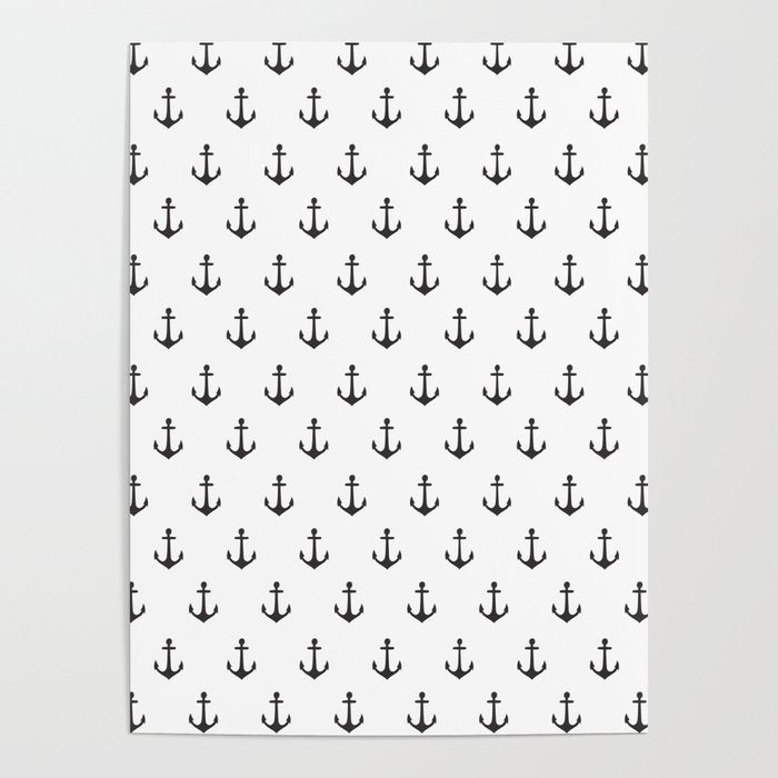 Simple black white modern nautical anchor Poster Gallery Image 1