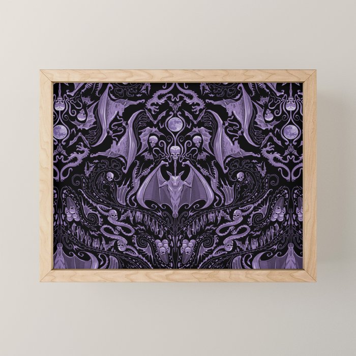 Bats and Beasts - ROYAL PURPLE Mini Art Print Gallery Image 1