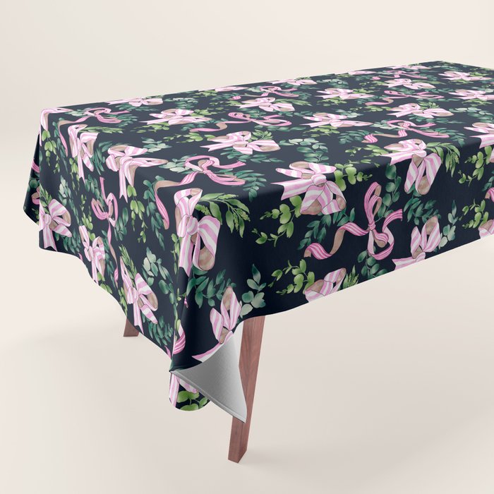 Whimsical Cheerful Bows Plants Tablecloth Gallery Image 1
