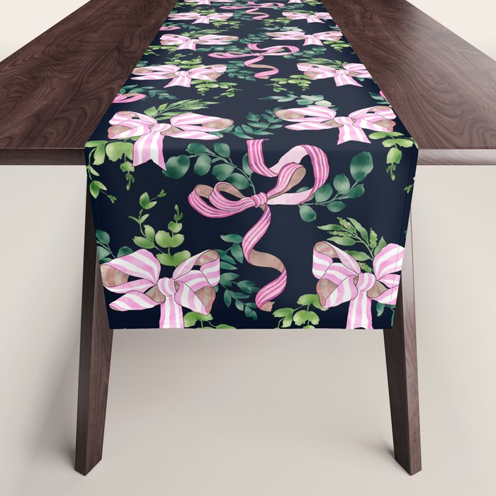 Whimsical Cheerful Bows Plants Table Runner Gallery Image 1
