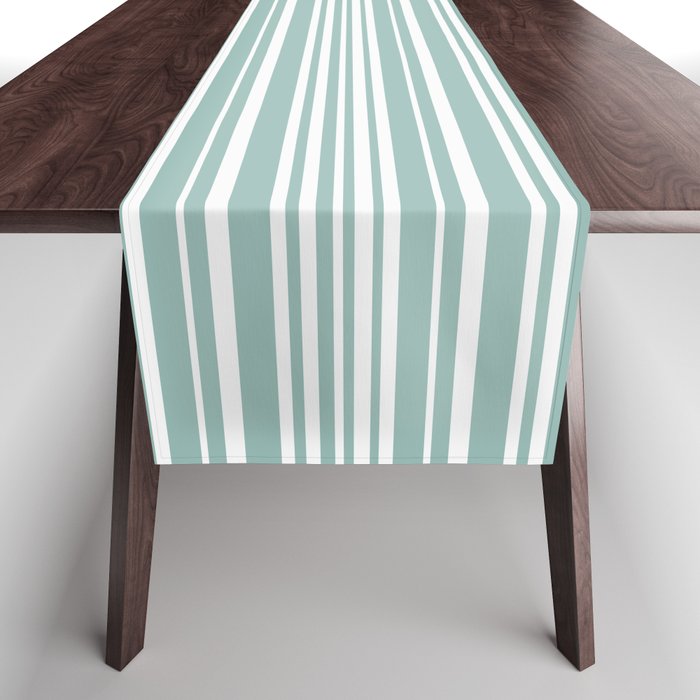 Classic Stripes XXXVII - Sage Green Table Runner Gallery Image 1
