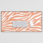 Coral Zebra Animal Print Desk Mat Gallery Image 1