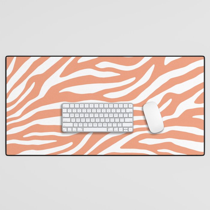 Coral Zebra Animal Print Desk Mat Gallery Image 1