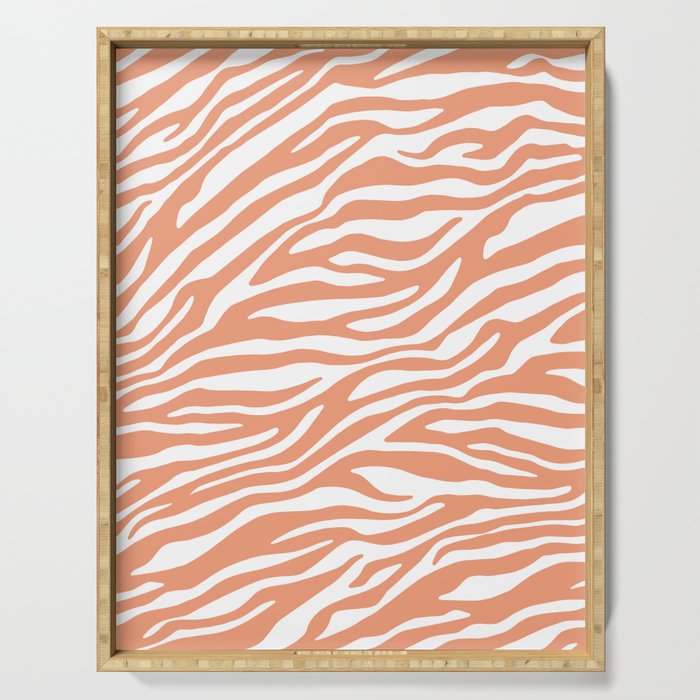 Coral Zebra Animal Print Serving Tray Gallery Image 1