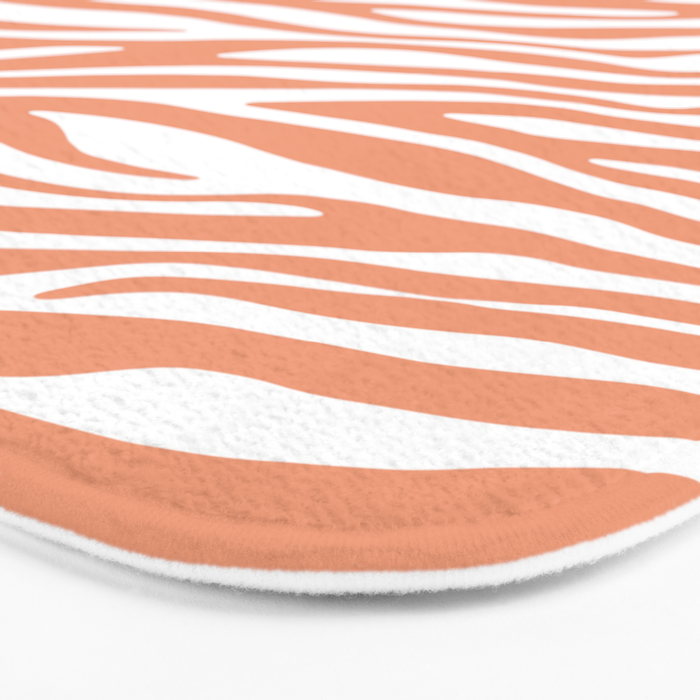 Coral Zebra Animal Print Bath Mat Gallery Image 3