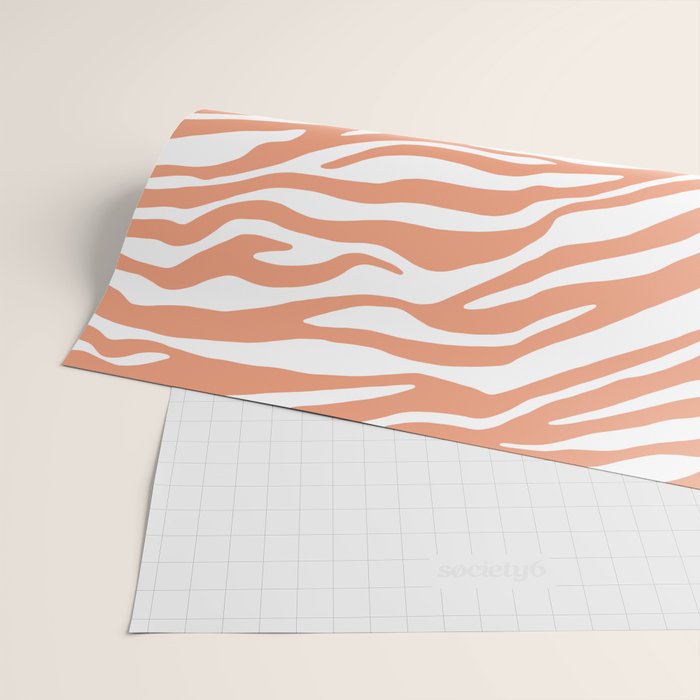 Coral Zebra Animal Print Wrapping Paper Gallery Image 2