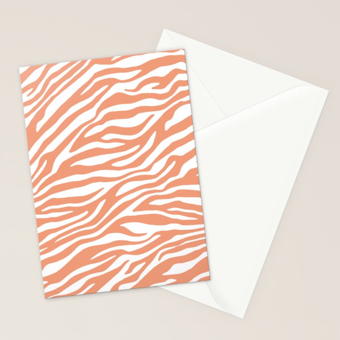 Coral Zebra Animal Print Stationery Card Gallery Image 2
